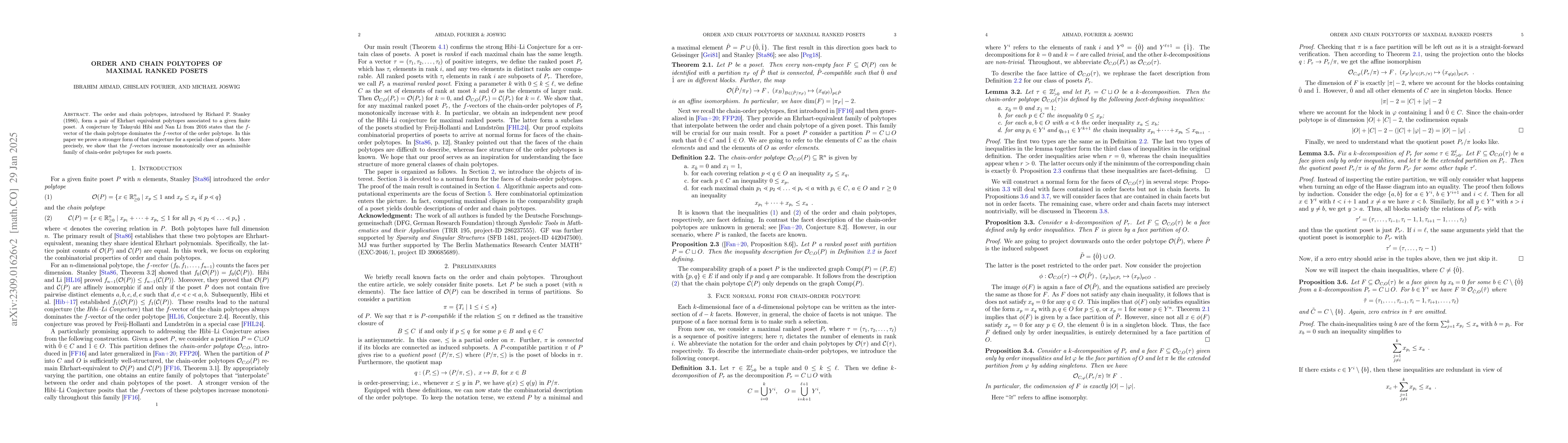 Thumbnail for Order and chain polytopes of maximal ranked posets