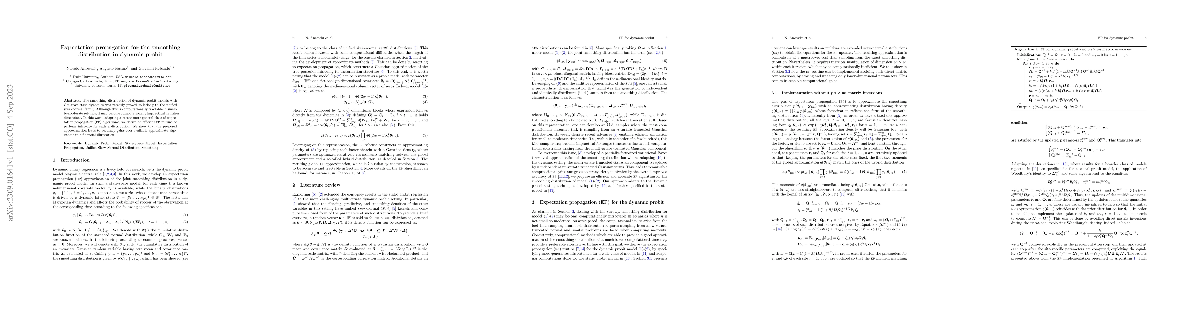 Thumbnail for Expectation propagation for the smoothing distribution in dynamic probit