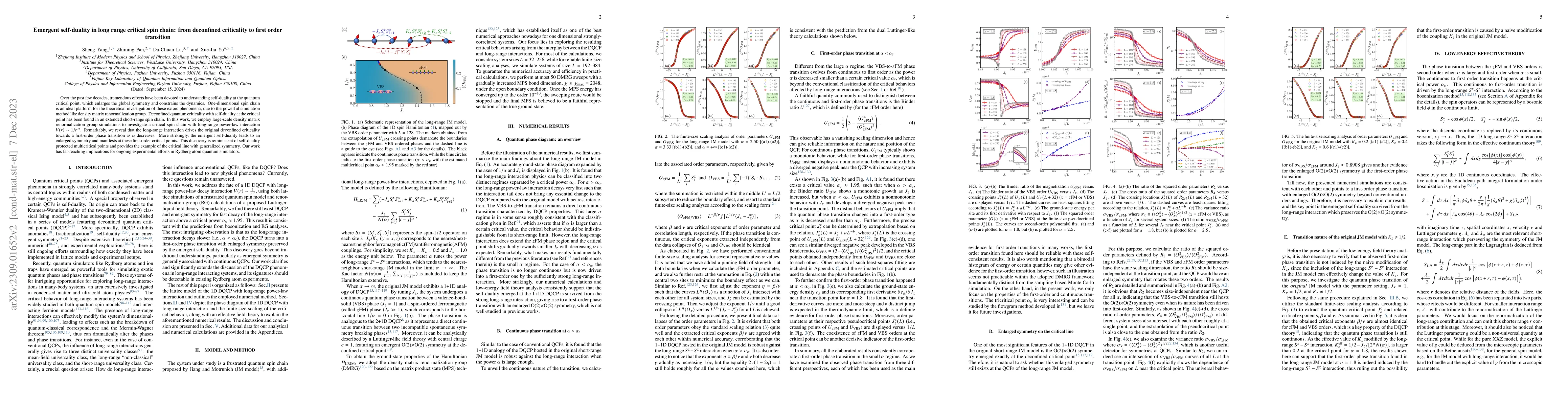 Thumbnail for Emergent self-duality in long range critical spin chain: from deconfined
  criticality to first order transition