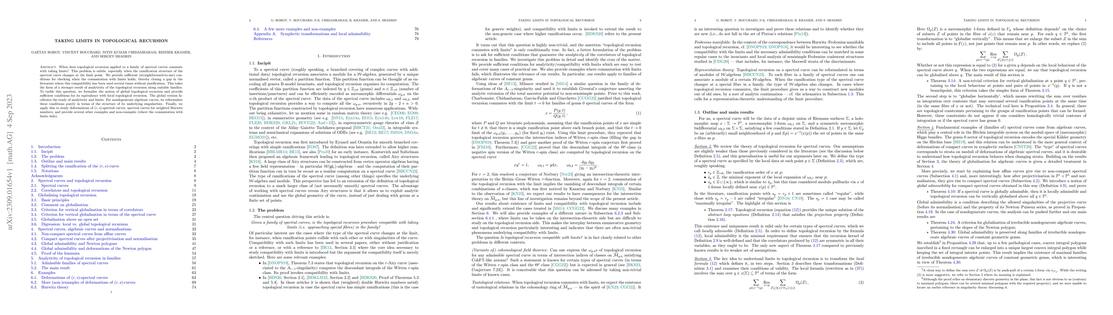 Thumbnail for Taking limits in topological recursion