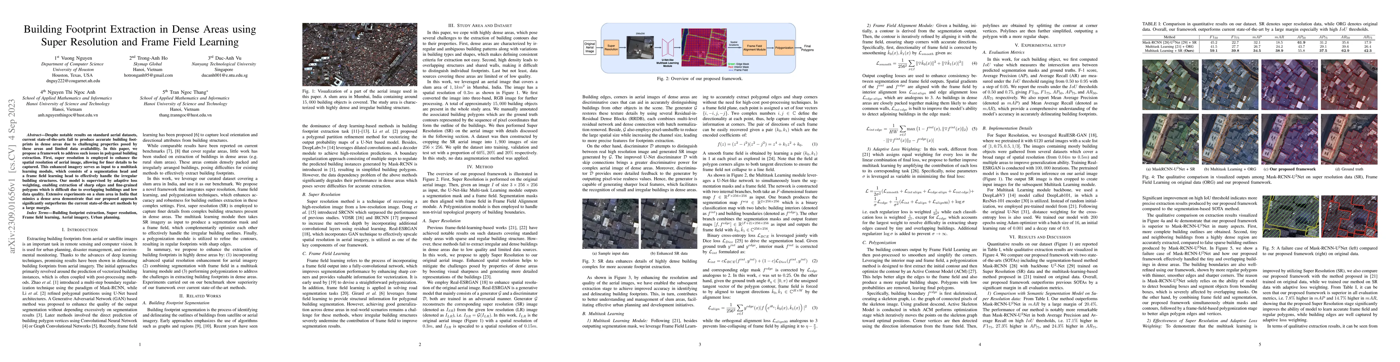 Thumbnail for Building Footprint Extraction in Dense Areas using Super Resolution and
  Frame Field Learning