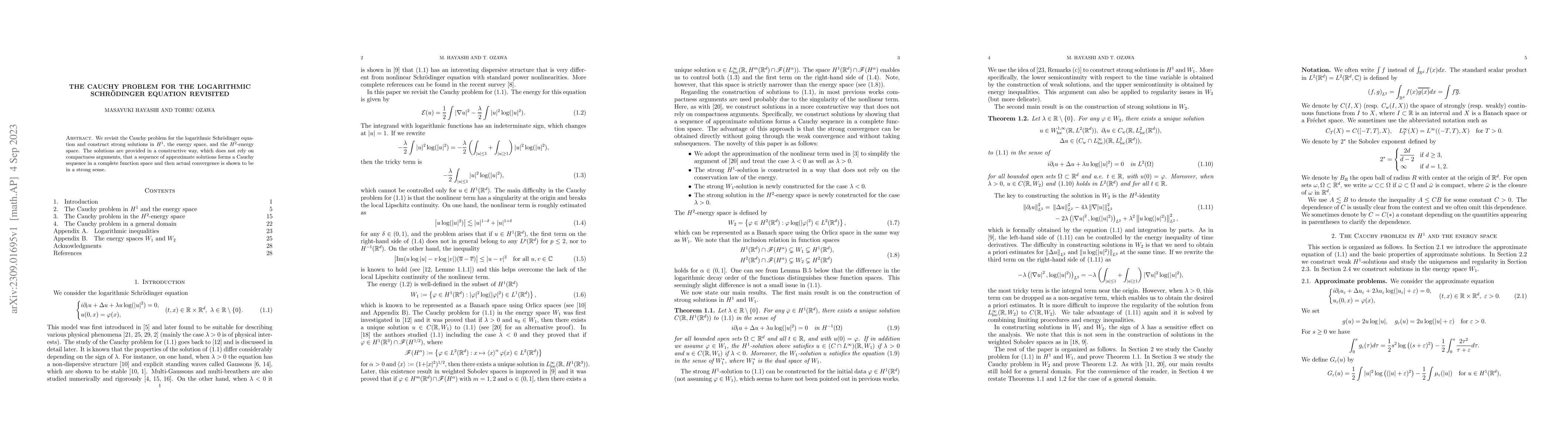 Thumbnail for The Cauchy problem for the logarithmic Schr\"odinger equation revisited
