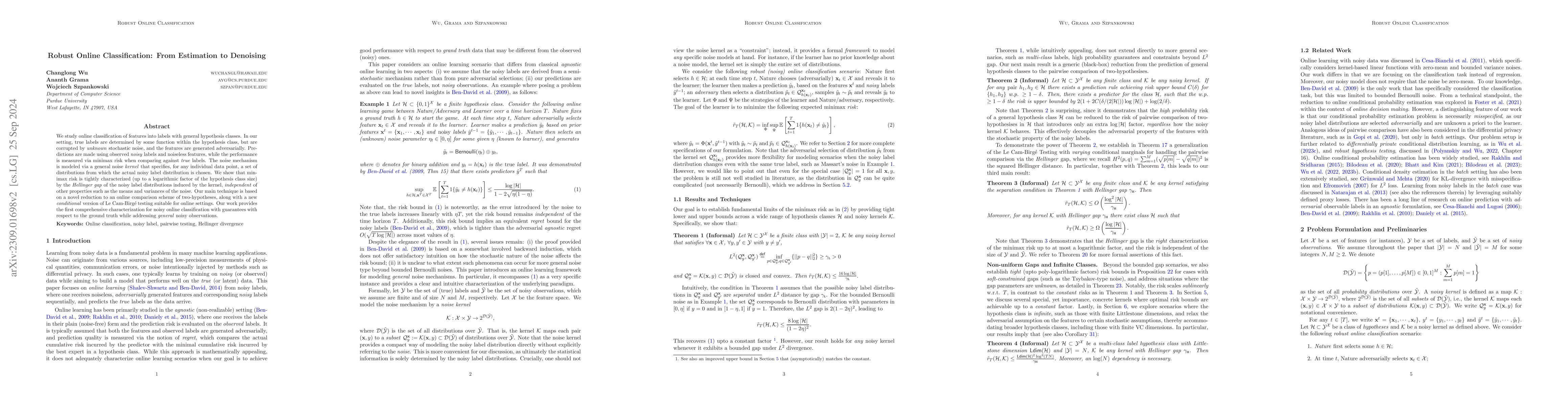 Thumbnail for Robust Online Classification: From Estimation to Denoising
