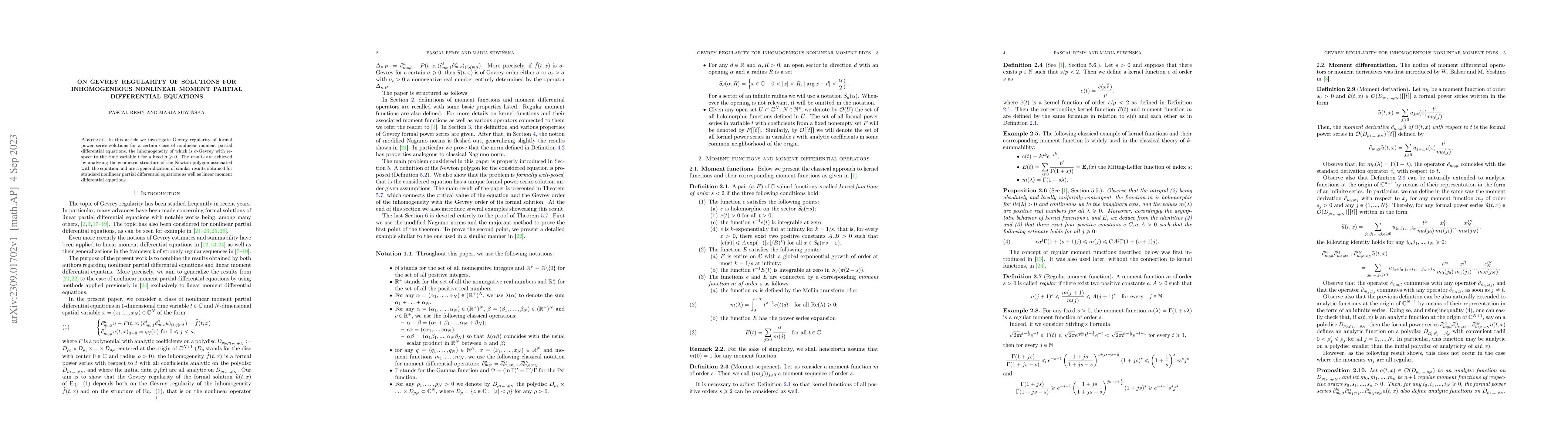 Thumbnail for On Gevrey regularity of solutions for inhomogeneous nonlinear moment
  partial differential equations