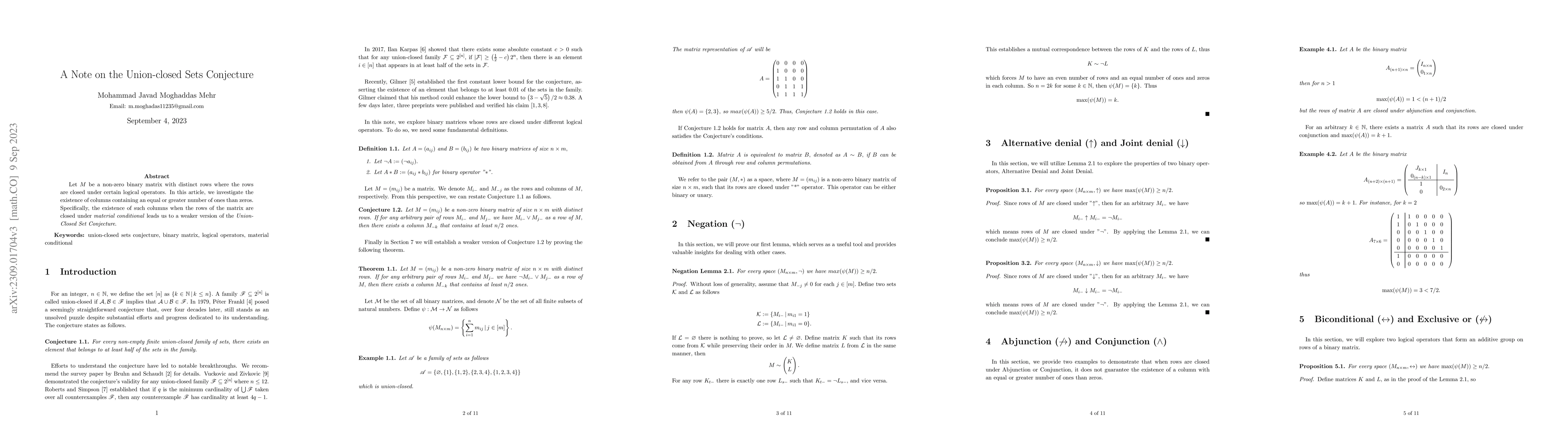 Thumbnail for A Note on the Union-closed Sets Conjecture