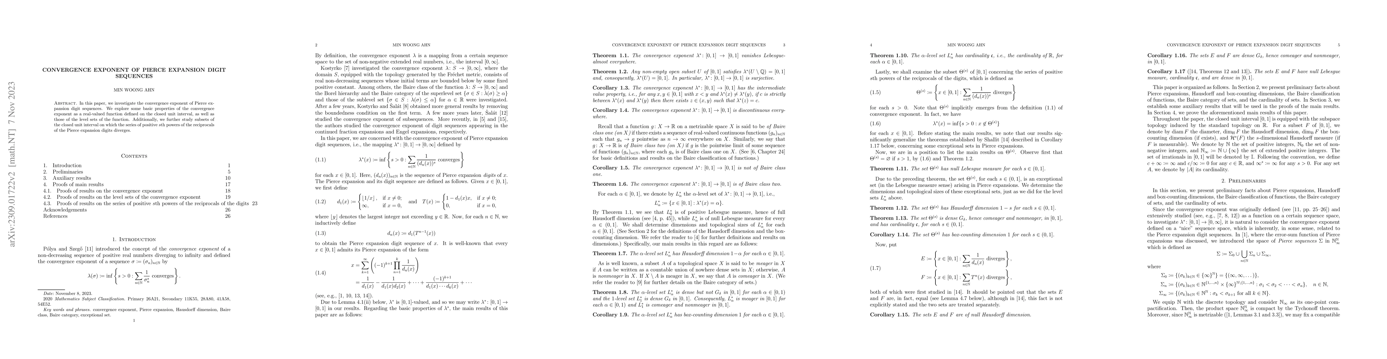 Thumbnail for Convergence exponent of Pierce expansion digit sequences