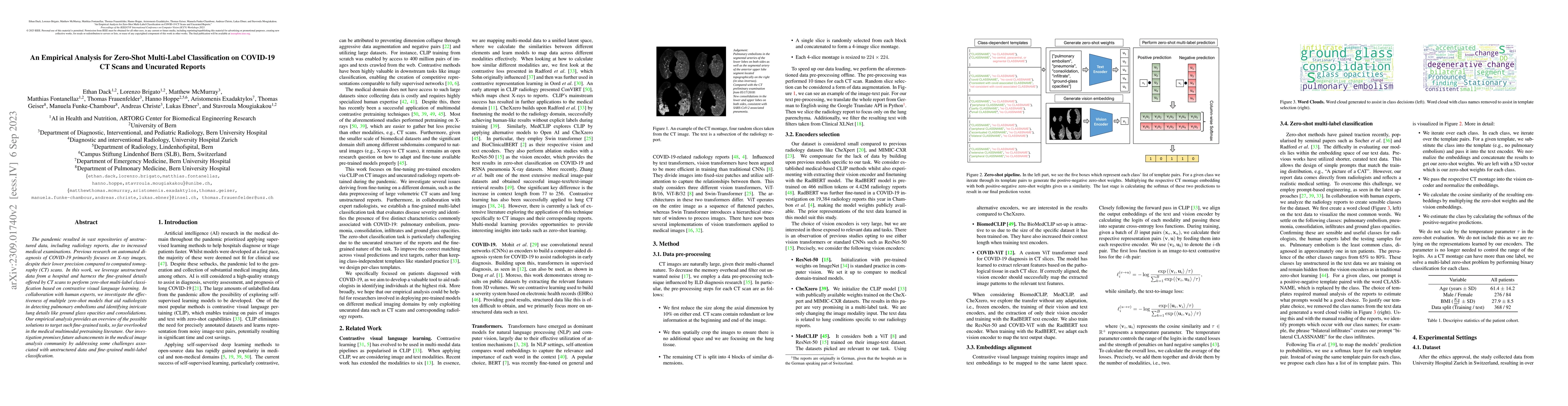 Thumbnail for An Empirical Analysis for Zero-Shot Multi-Label Classification on
  COVID-19 CT Scans and Uncurated Reports