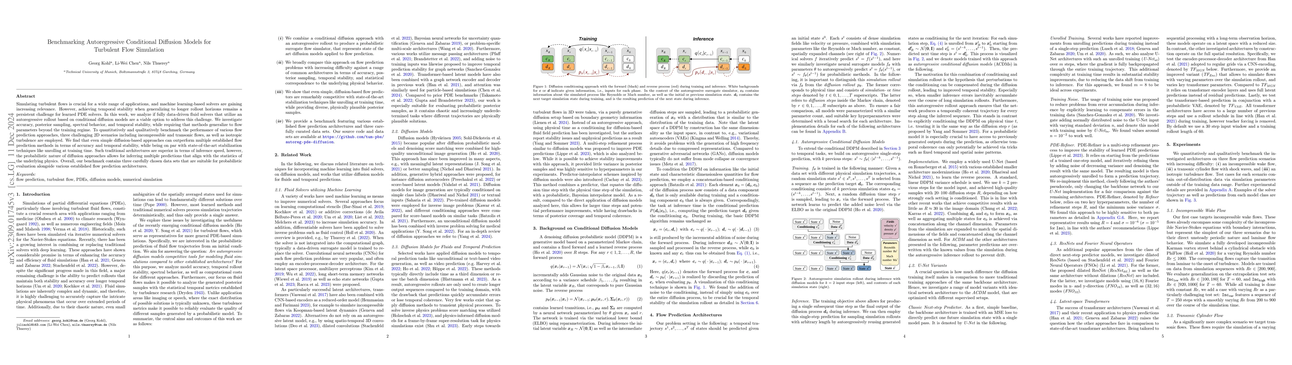 Thumbnail for Benchmarking Autoregressive Conditional Diffusion Models for Turbulent
  Flow Simulation