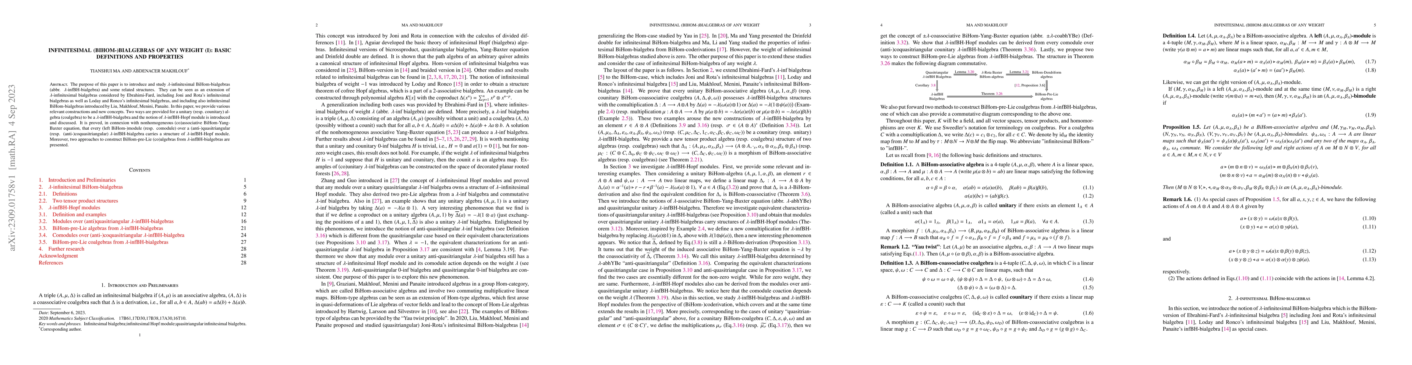 Thumbnail for Infinitesimal (BiHom-)bialgebras of any weight (I): Basic definitions
  and properties