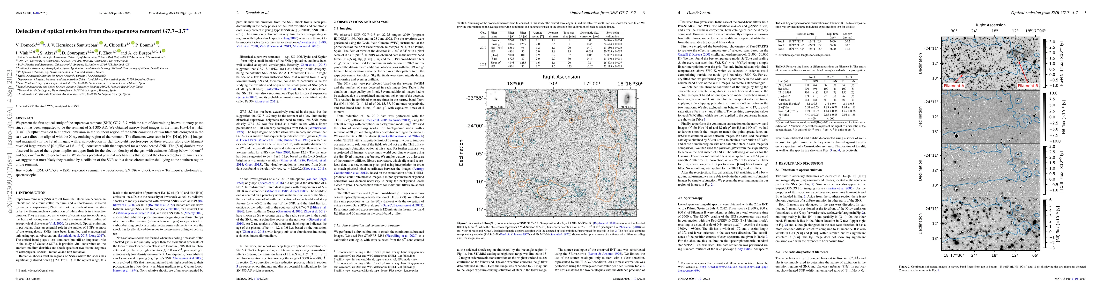 Thumbnail for Detection of optical emission from the supernova remnant G7.7-3.7