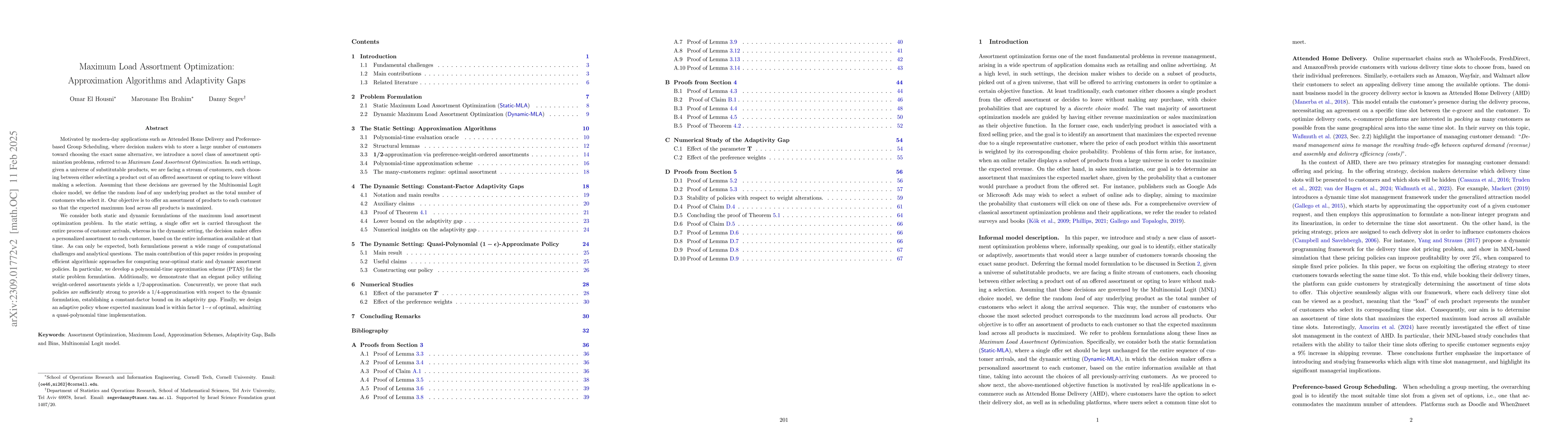 Thumbnail for Maximum Load Assortment Optimization: Approximation Algorithms and
  Adaptivity Gaps