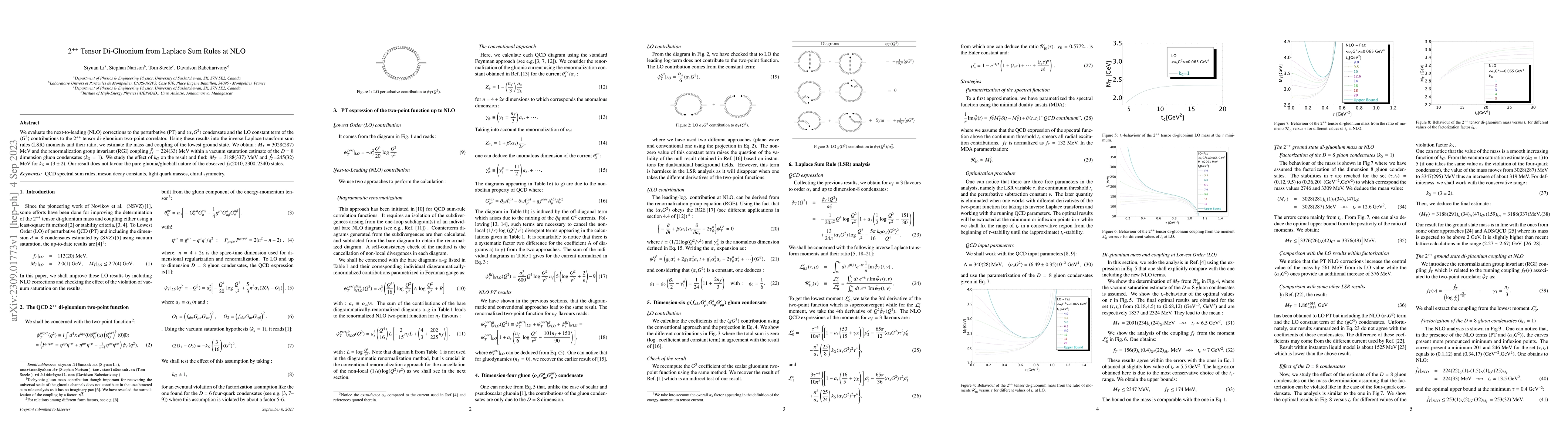 Thumbnail for $2^{++}$ Tensor Di-Gluonium from Laplace Sum Rules at NLO