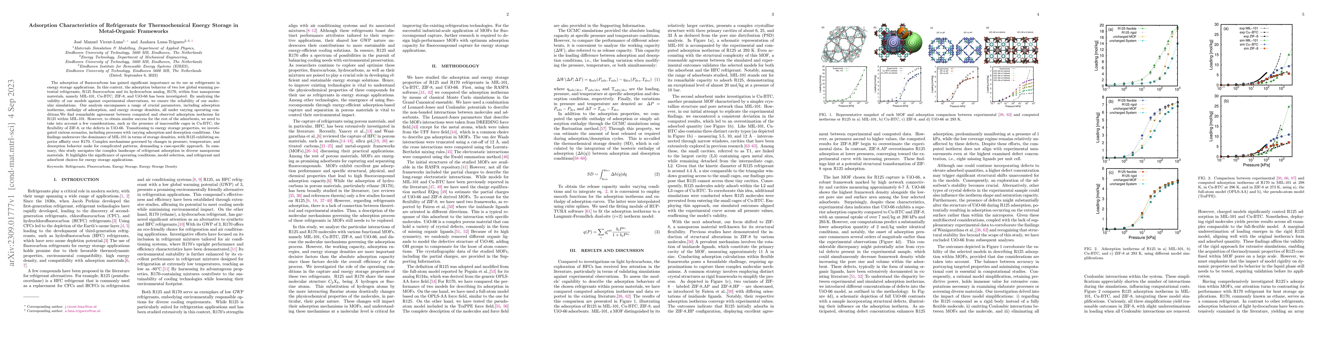 Thumbnail for Adsorption Characteristics of Refrigerants for Thermochemical Energy
  Storage in Metal-Organic Frameworks