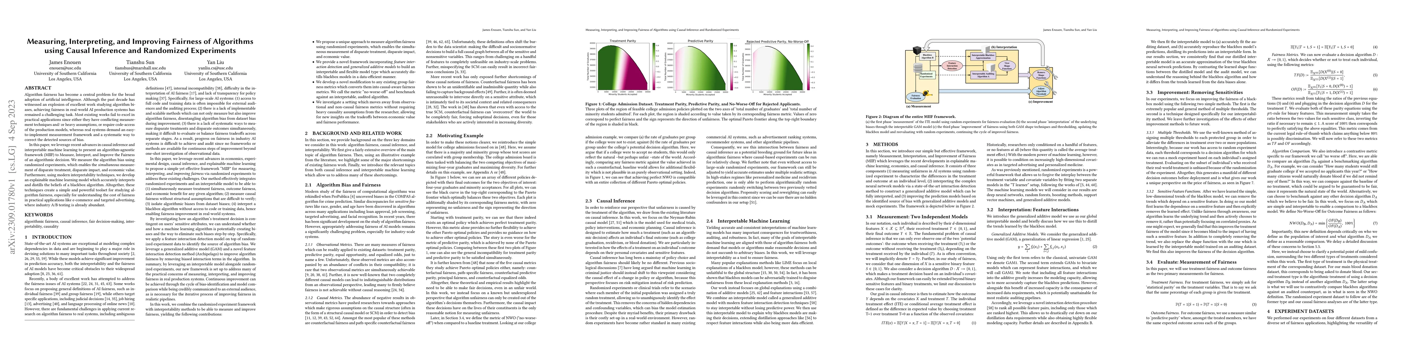 Thumbnail for Measuring, Interpreting, and Improving Fairness of Algorithms using
  Causal Inference and Randomized Experiments