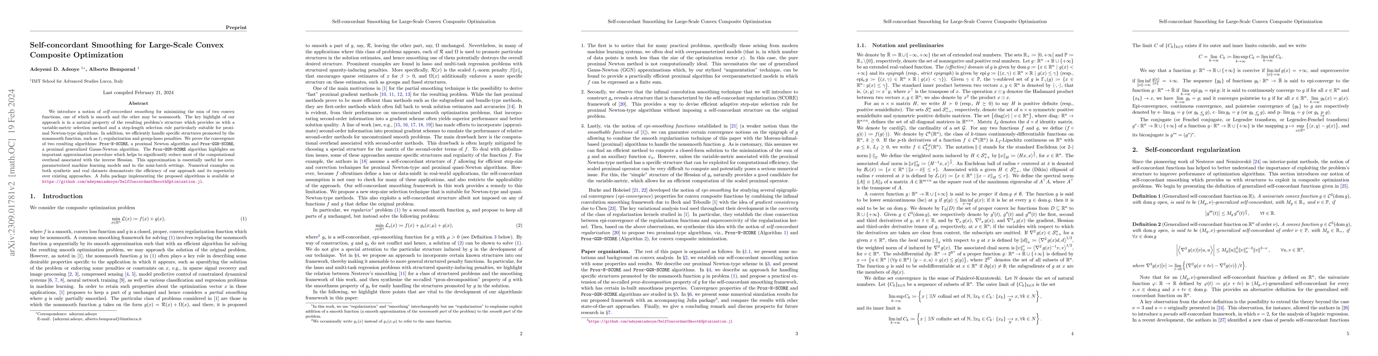 Thumbnail for Self-concordant Smoothing for Large-Scale Convex Composite Optimization