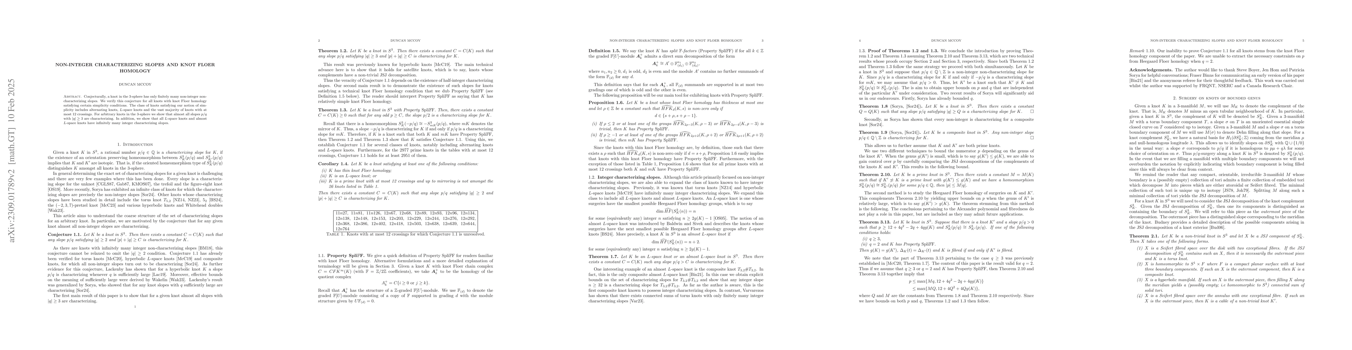 Thumbnail for Non-integer characterizing slopes and knot Floer homology