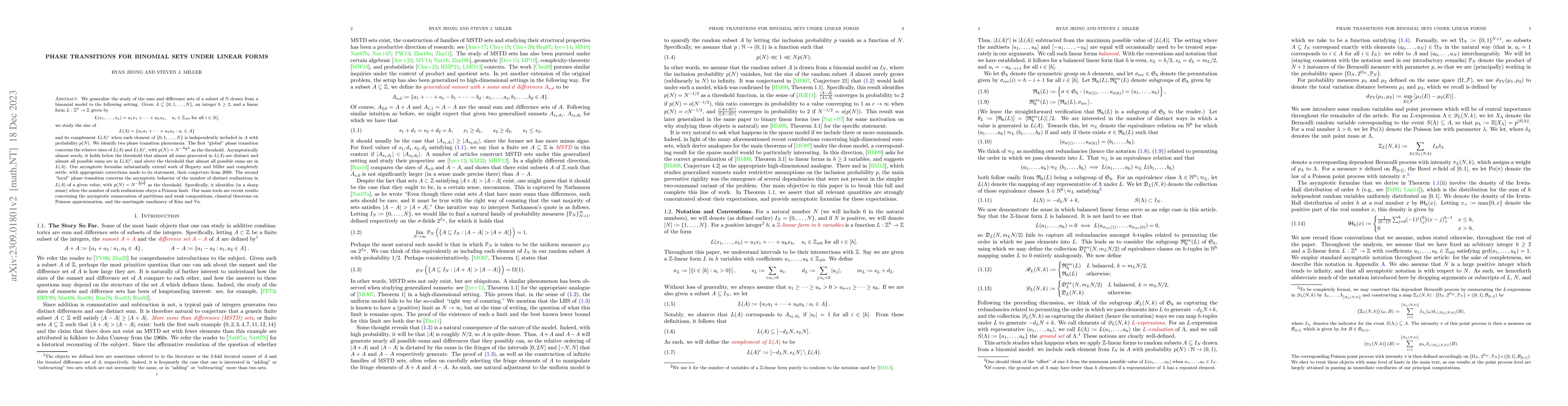 Thumbnail for Phase Transitions for Binomial Sets Under Linear Forms
