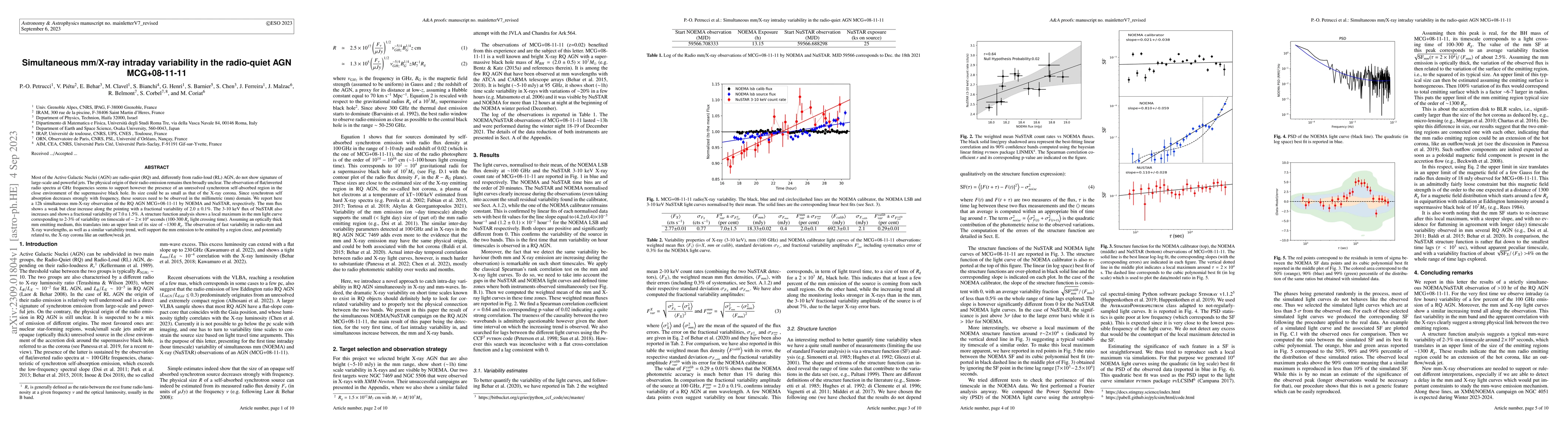Thumbnail for Simultaneous mm/X-ray intraday variability in the radio-quiet AGN
  MCG+08-11-11