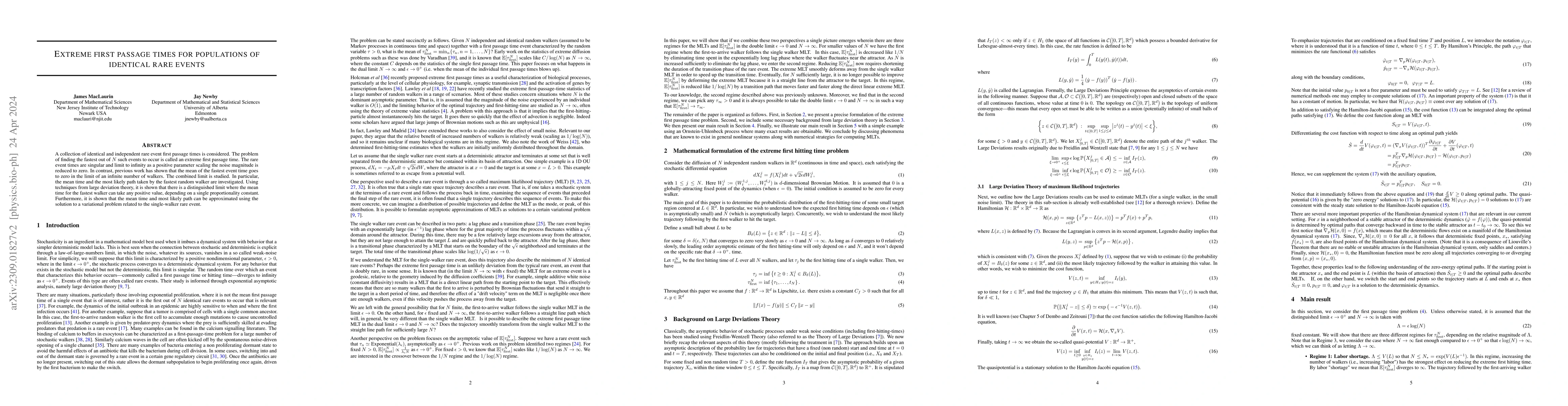 Thumbnail for Extreme first passage times for populations of identical rare events