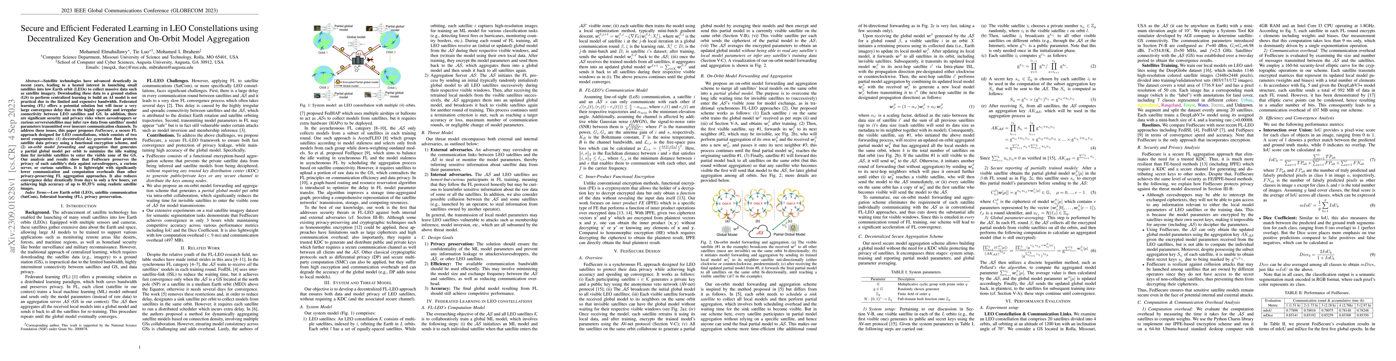 Thumbnail for Secure and Efficient Federated Learning in LEO Constellations using
  Decentralized Key Generation and On-Orbit Model Aggregation