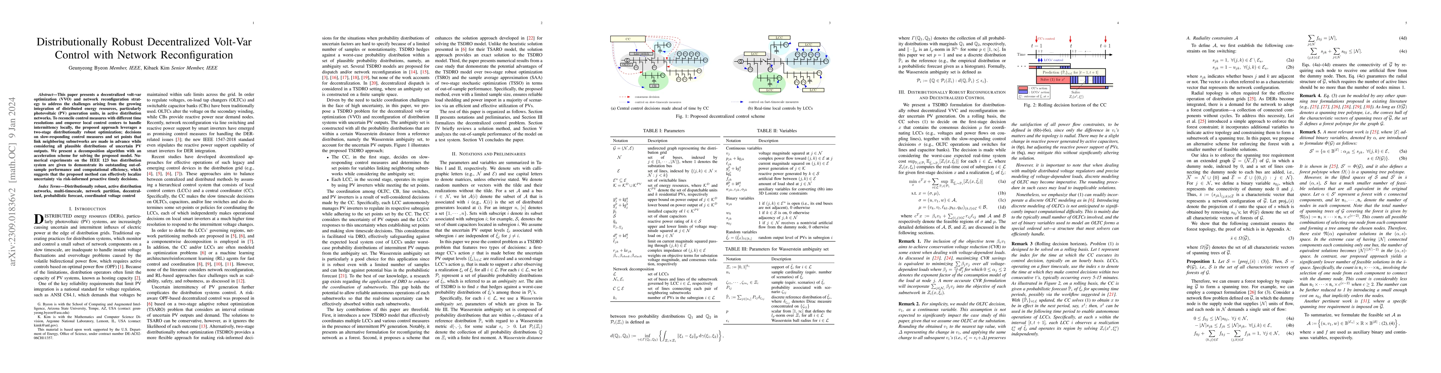 Thumbnail for Distributionally Robust Decentralized Volt-Var Control with Network
  Reconfiguration
