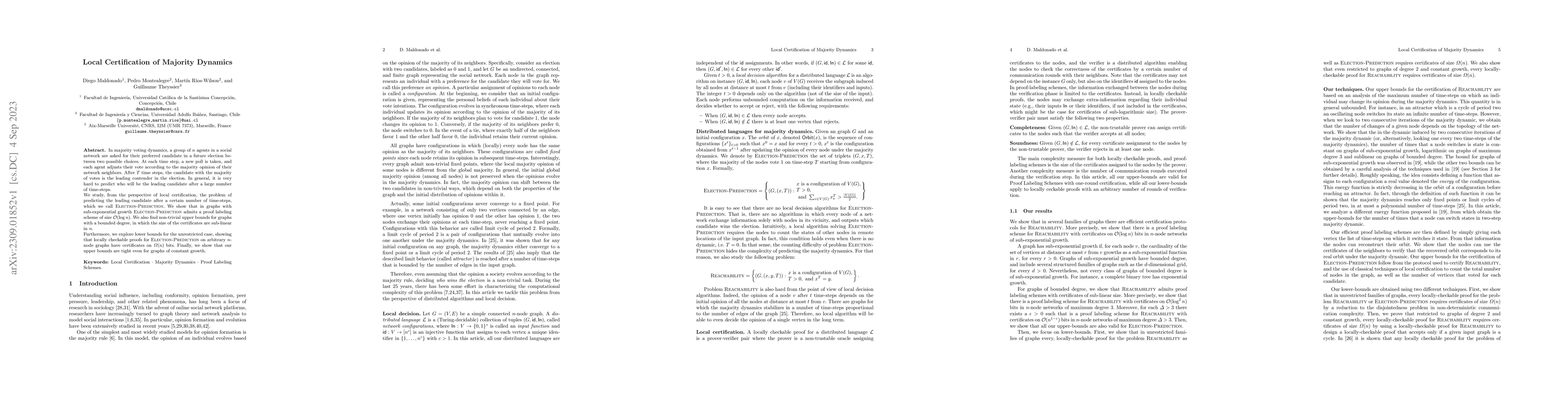 Thumbnail for Local Certification of Majority Dynamics