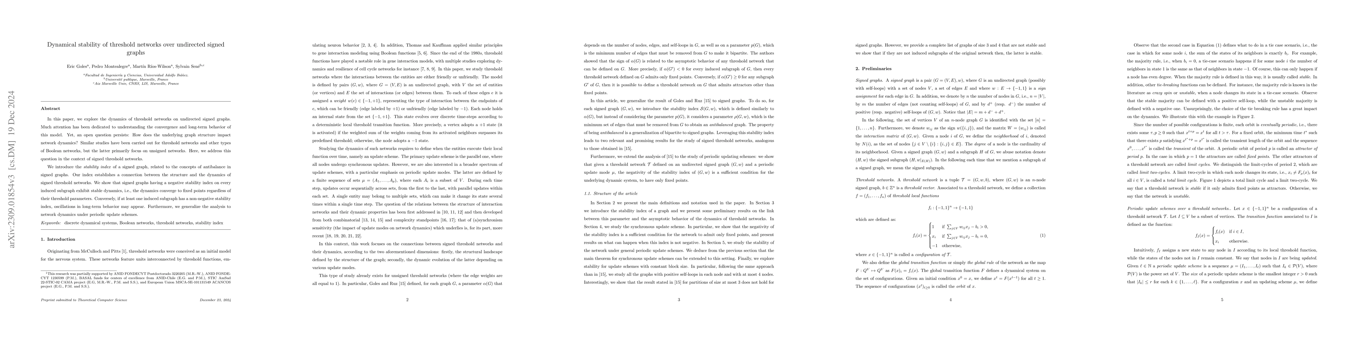 Thumbnail for Dynamical Stability of Threshold Networks over Undirected Signed Graphs