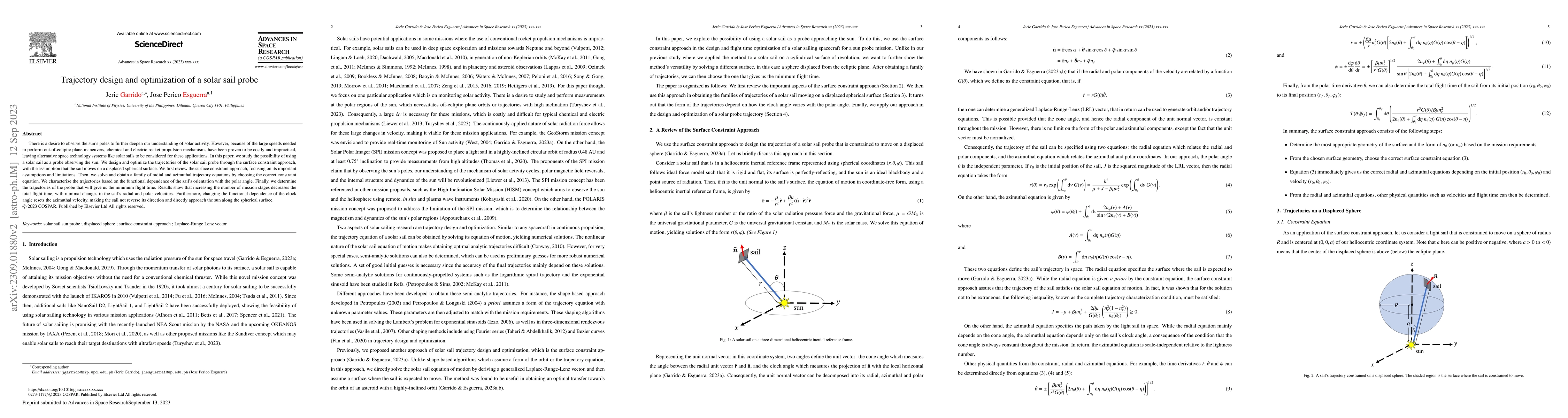Thumbnail for Trajectory design and optimization of a solar sail sun probe