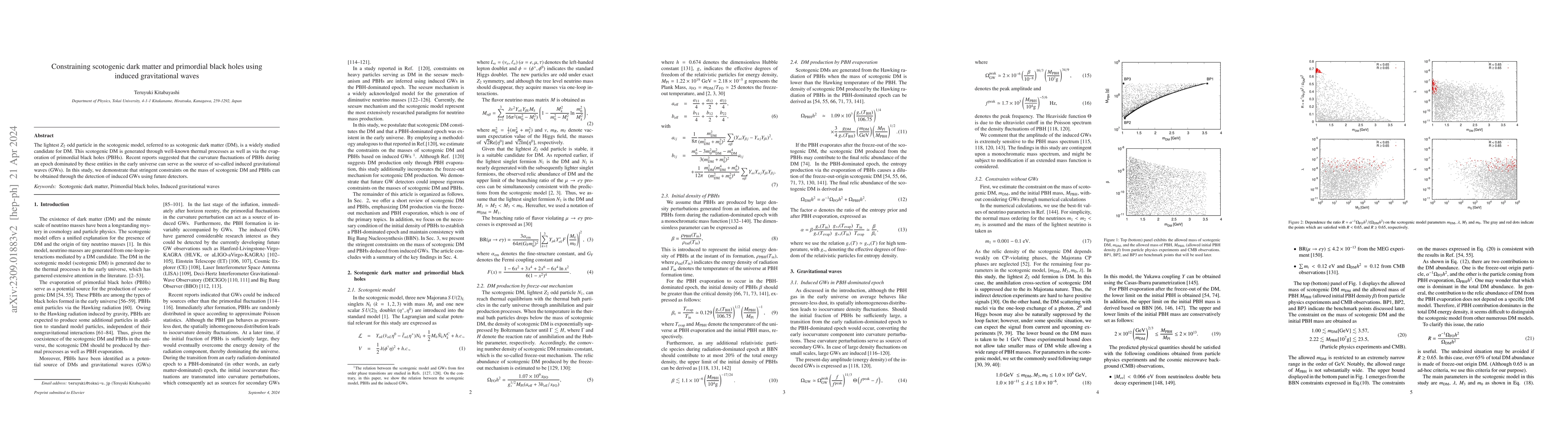Thumbnail for Constraining scotogenic dark matter and primordial black holes using
  gravitational waves