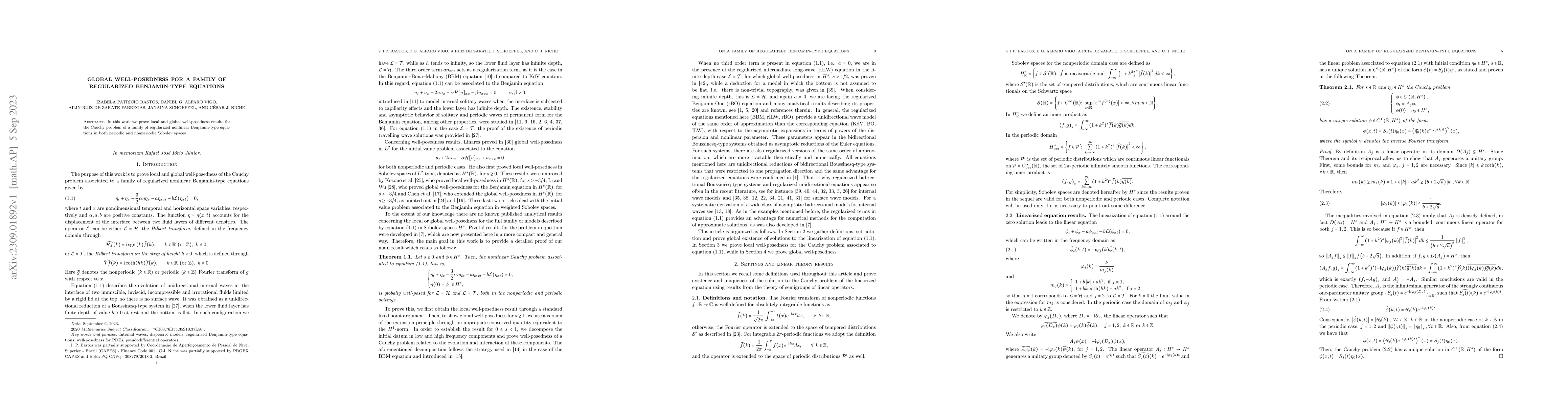 Thumbnail for Global well-posedness for a family of regularized Benjamin-type
  equations