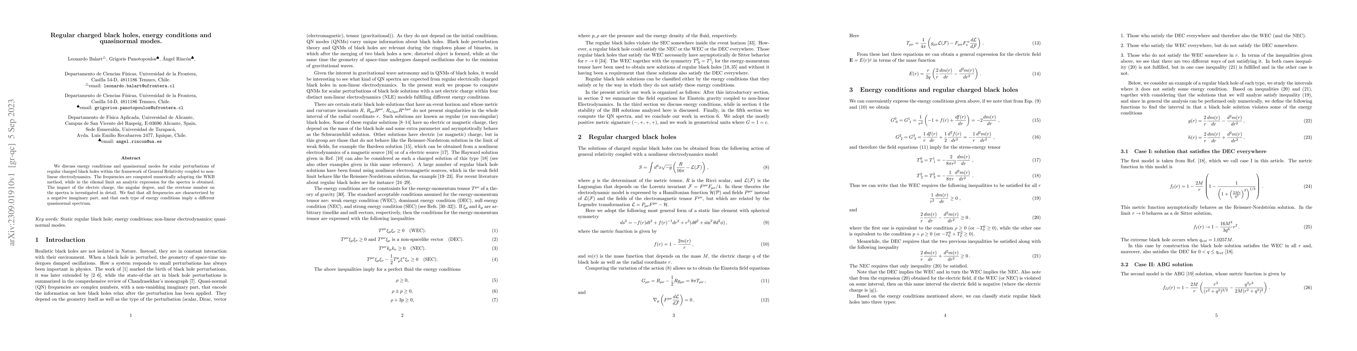 Thumbnail for Regular charged black holes, energy conditions and quasinormal modes