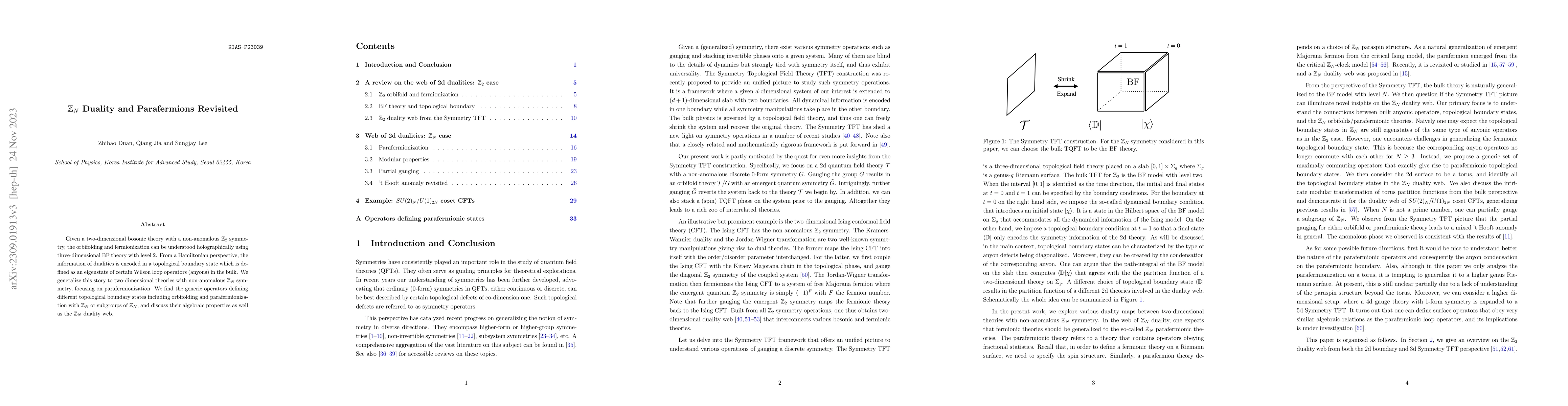 Thumbnail for $\mathbb{Z}_N$ Duality and Parafermions Revisited
