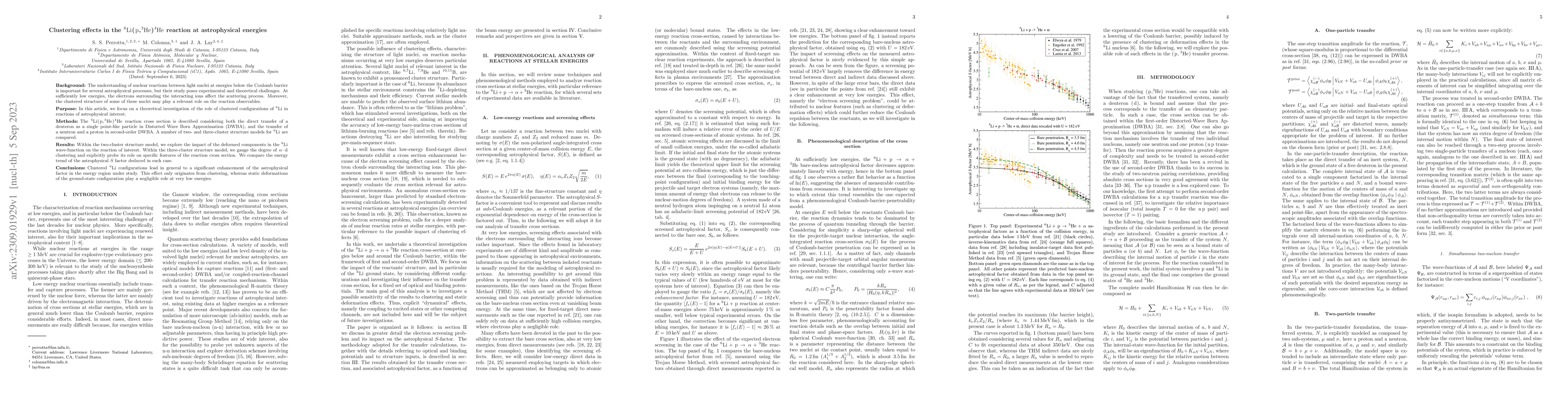 Thumbnail for Clustering effects in the $^6$Li(p,$^3$He)$^4$He reaction at
  astrophysical energies
