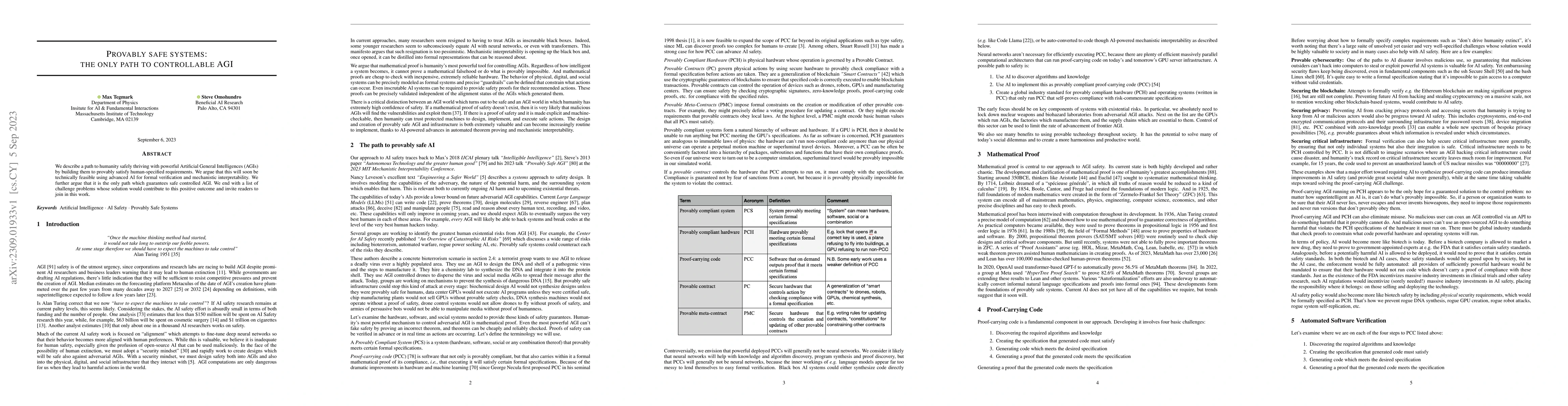 Thumbnail for Provably safe systems: the only path to controllable AGI