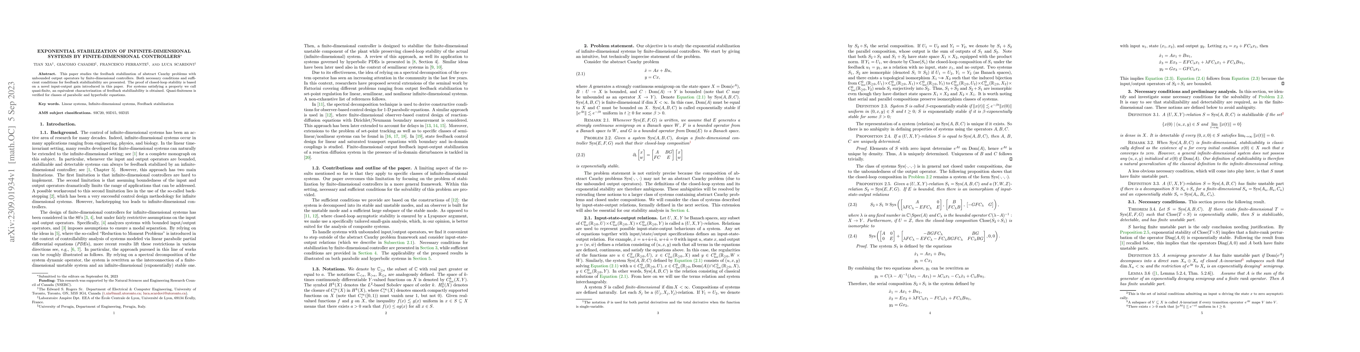 Thumbnail for Exponential stabilization of infinite-dimensional systems by
  finite-dimensional controllers