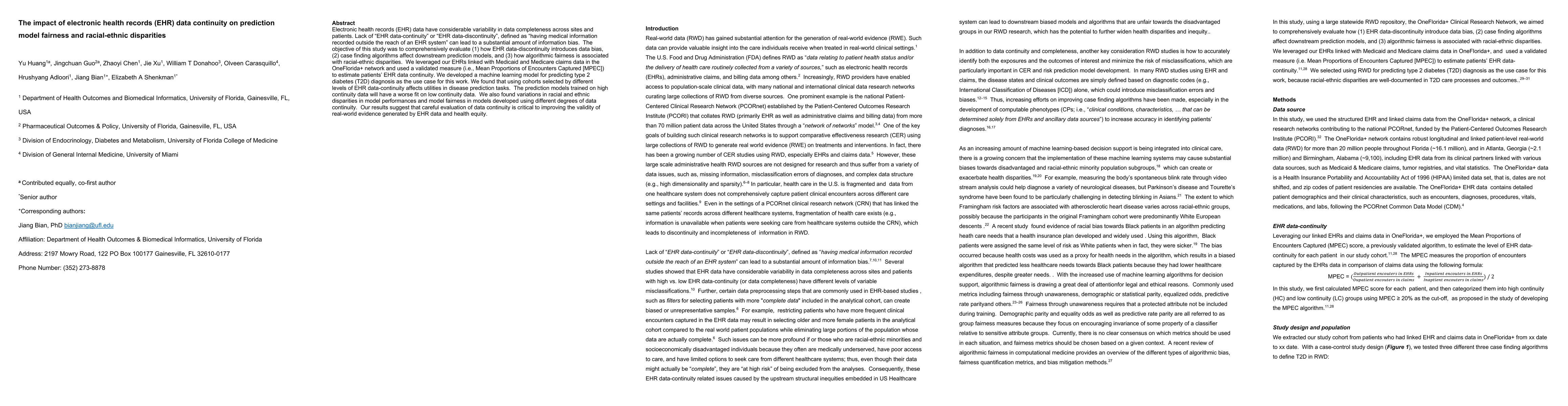 Thumbnail for The impact of electronic health records (EHR) data continuity on
  prediction model fairness and racial-ethnic disparities