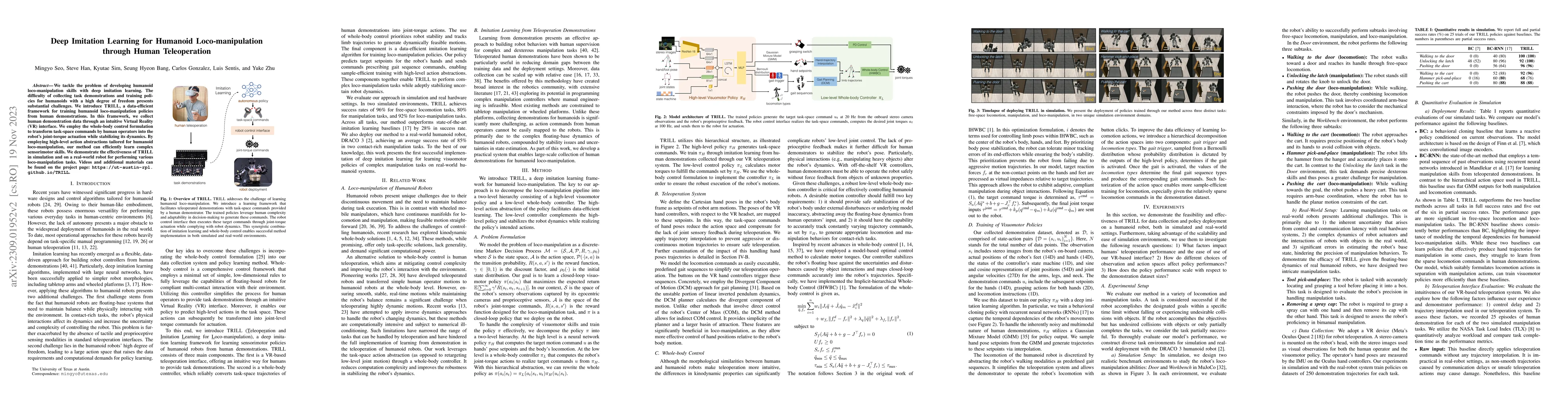 Thumbnail for Deep Imitation Learning for Humanoid Loco-manipulation through Human
  Teleoperation