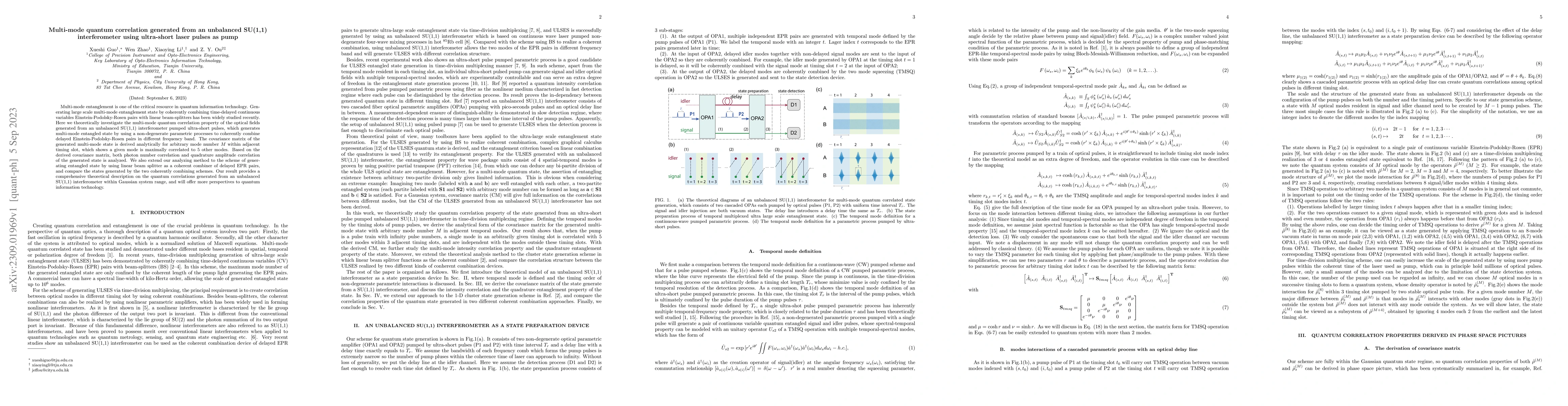Thumbnail for Multi-mode quantum correlation generated from an unbalanced SU(1,1)
  interferometer using ultra-short laser pulses as pump