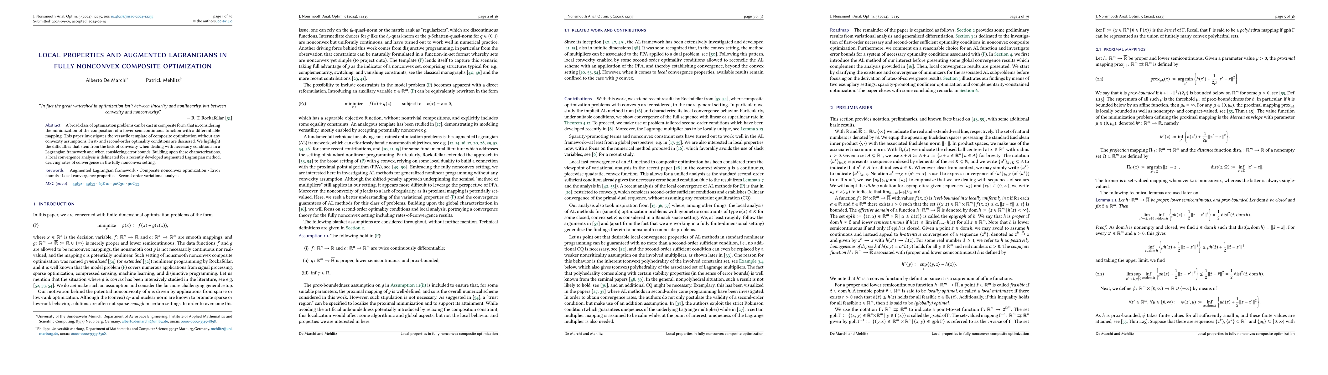 Thumbnail for Local properties and augmented Lagrangians in fully nonconvex composite
  optimization