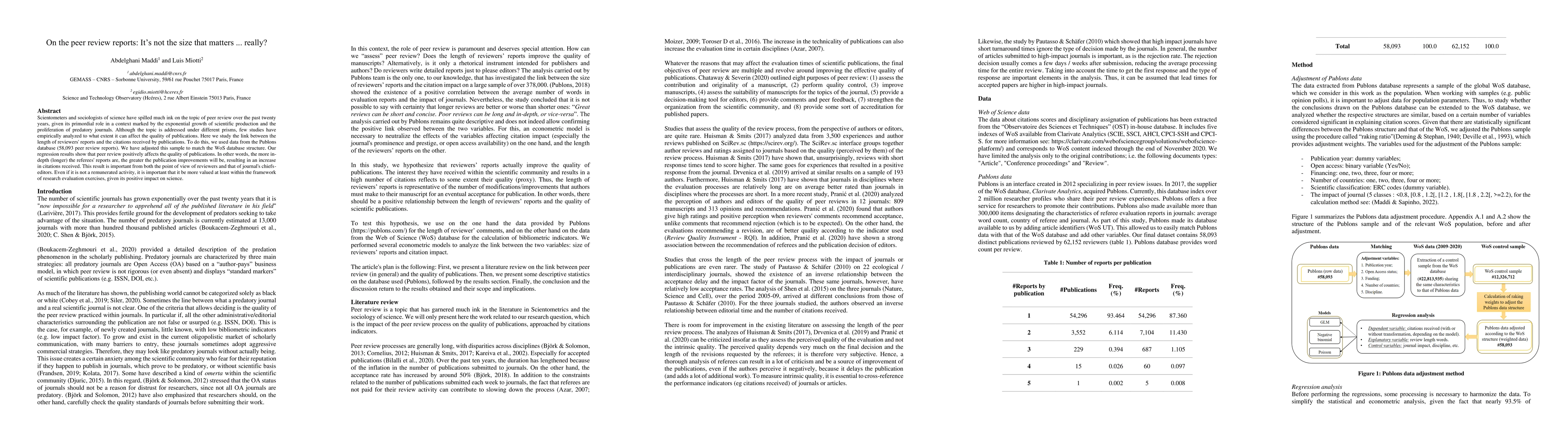 Thumbnail for On the peer review reports: It's not the size that matters ... really?