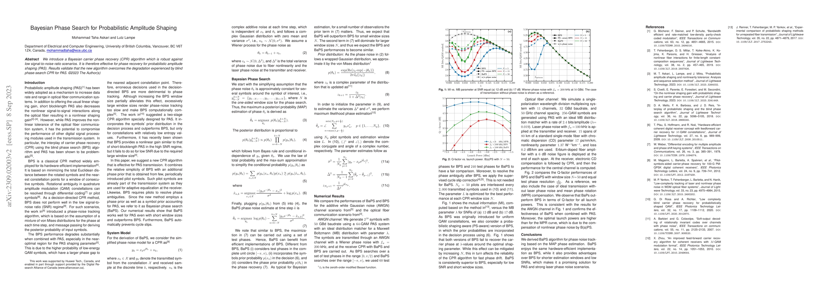 Thumbnail for Bayesian Phase Search for Probabilistic Amplitude Shaping