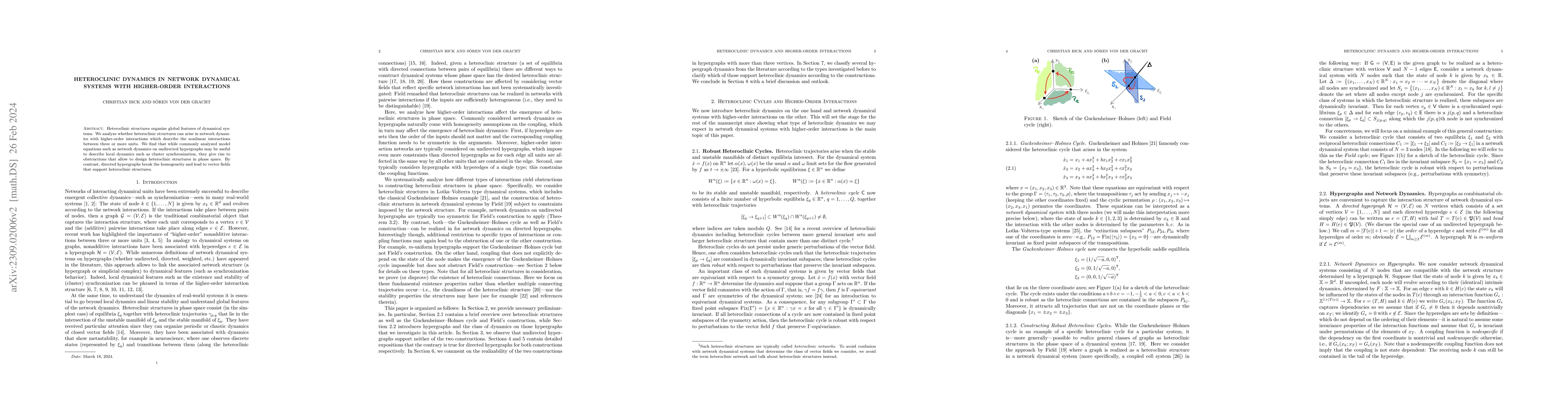 Thumbnail for Heteroclinic Dynamics in Network Dynamical Systems with Higher-Order
  Interactions
