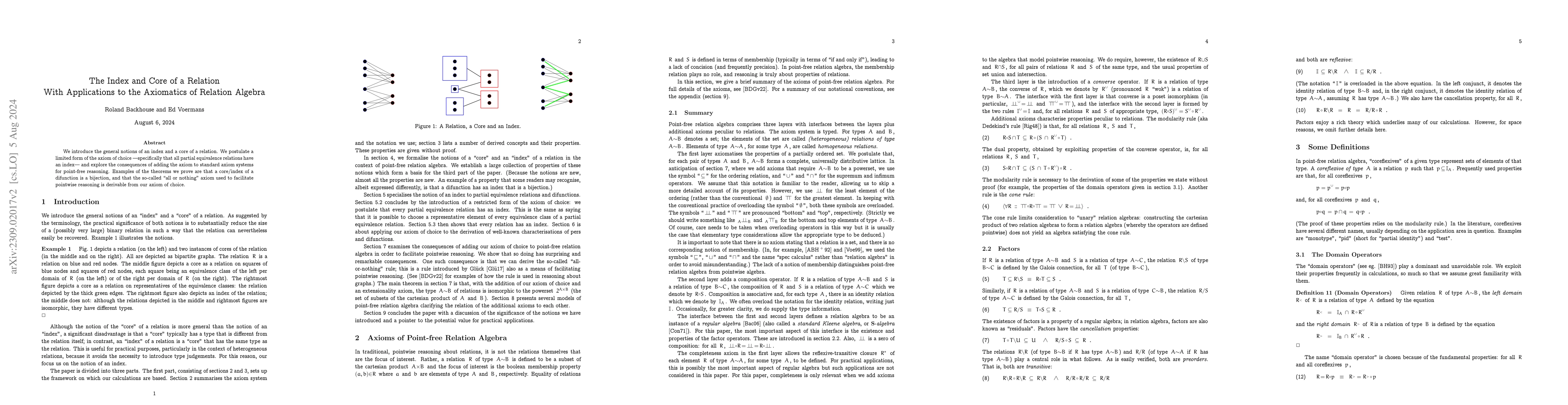 Thumbnail for The Index and Core of a Relation. With Applications to the Axiomatics of
  Relation Algebra