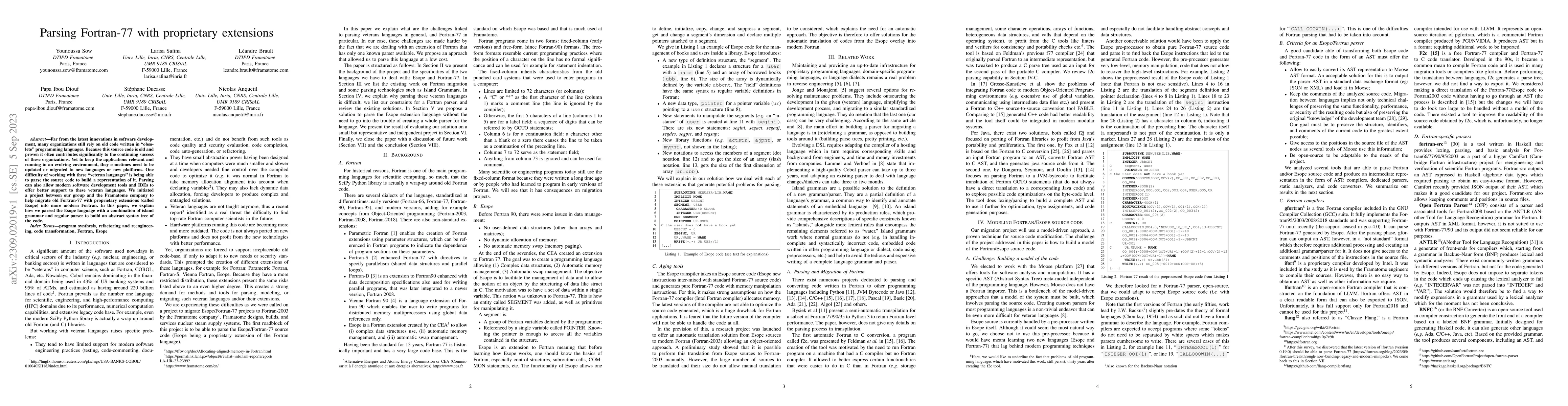 Thumbnail for Parsing Fortran-77 with proprietary extensions