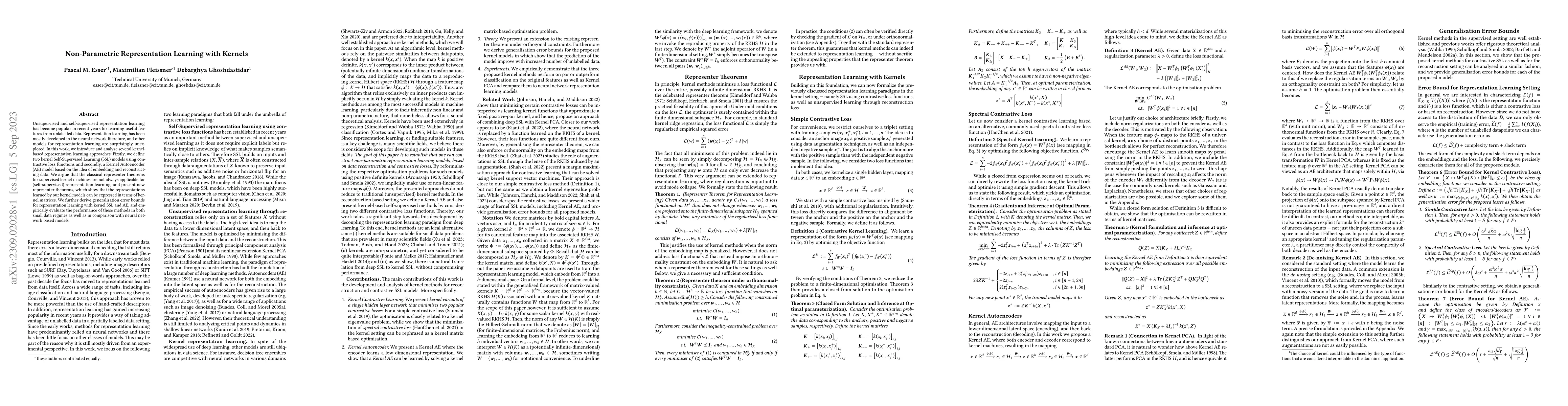 Thumbnail for Non-Parametric Representation Learning with Kernels