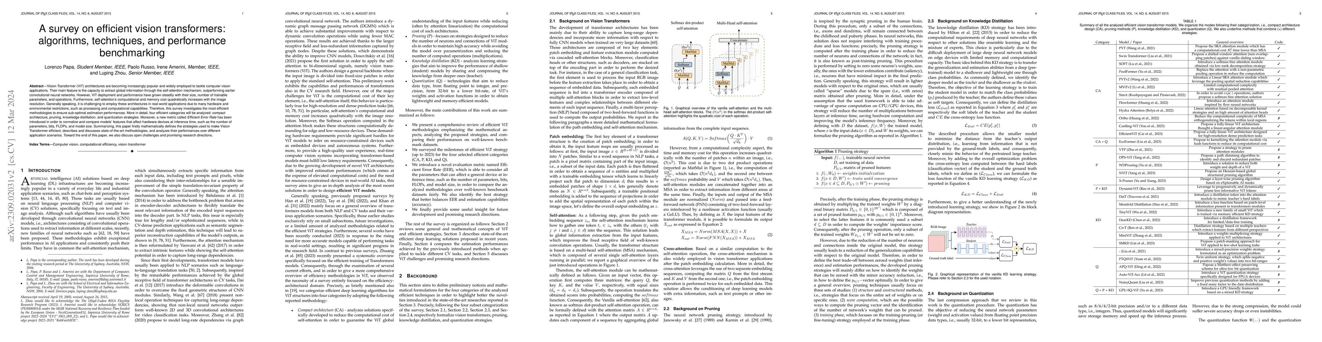 Thumbnail for A survey on efficient vision transformers: algorithms, techniques, and
  performance benchmarking