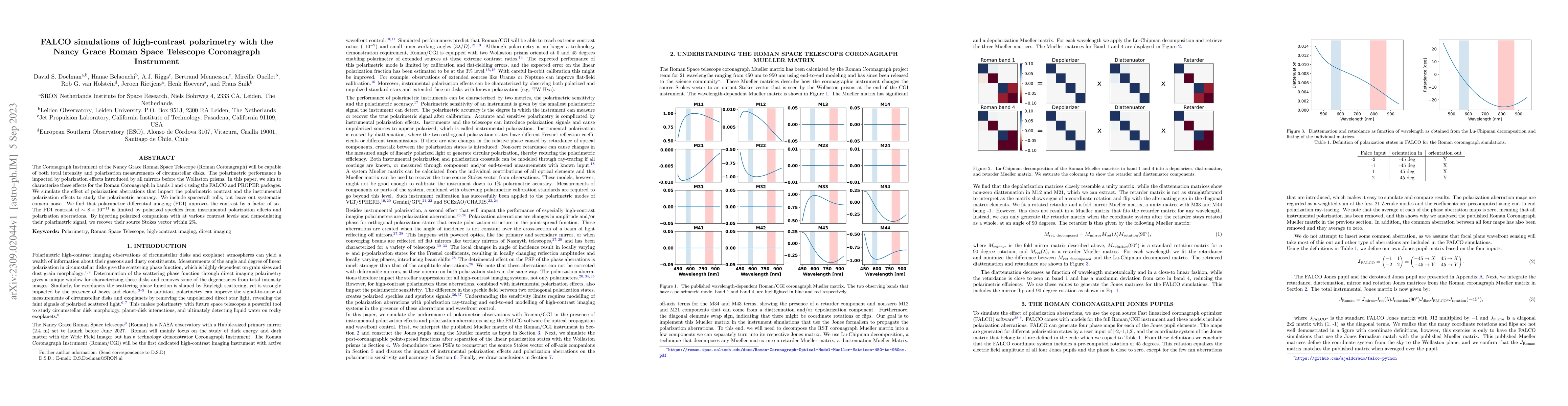 Thumbnail for FALCO simulations of high-contrast polarimetry with the Nancy Grace
  Roman Space Telescope Coronagraph Instrument