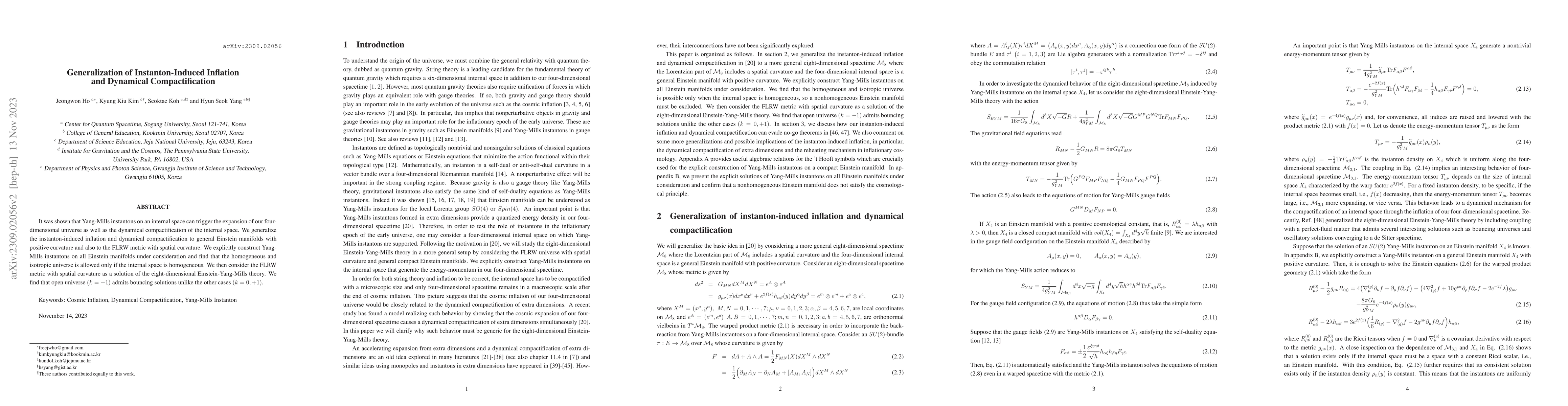 Thumbnail for Generalization of Instanton-Induced Inflation and Dynamical
  Compactification