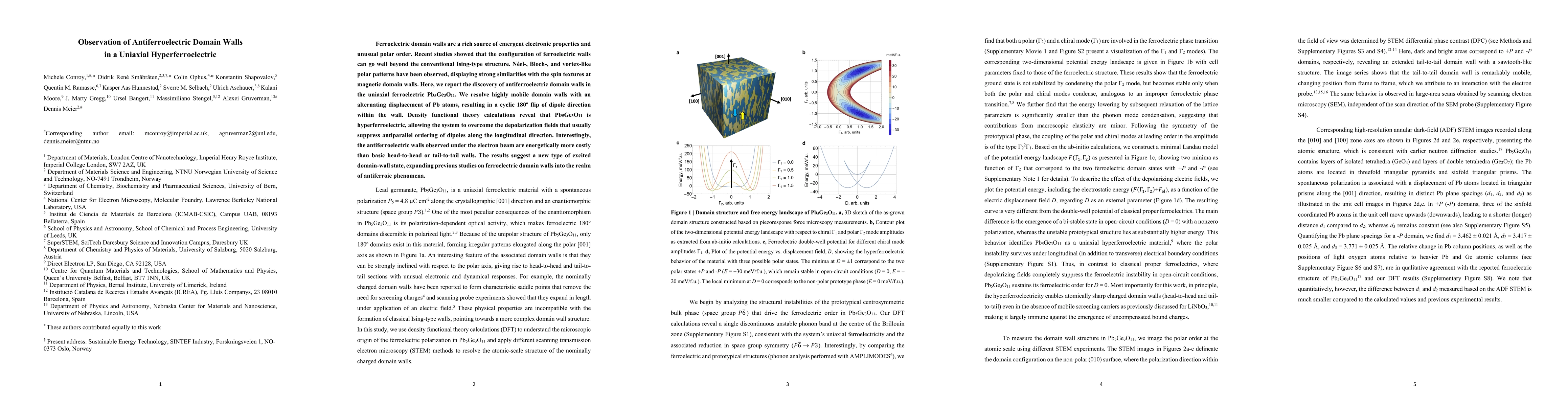 Thumbnail for Observation of Antiferroelectric Domain Walls in a Uniaxial
  Hyperferroelectric