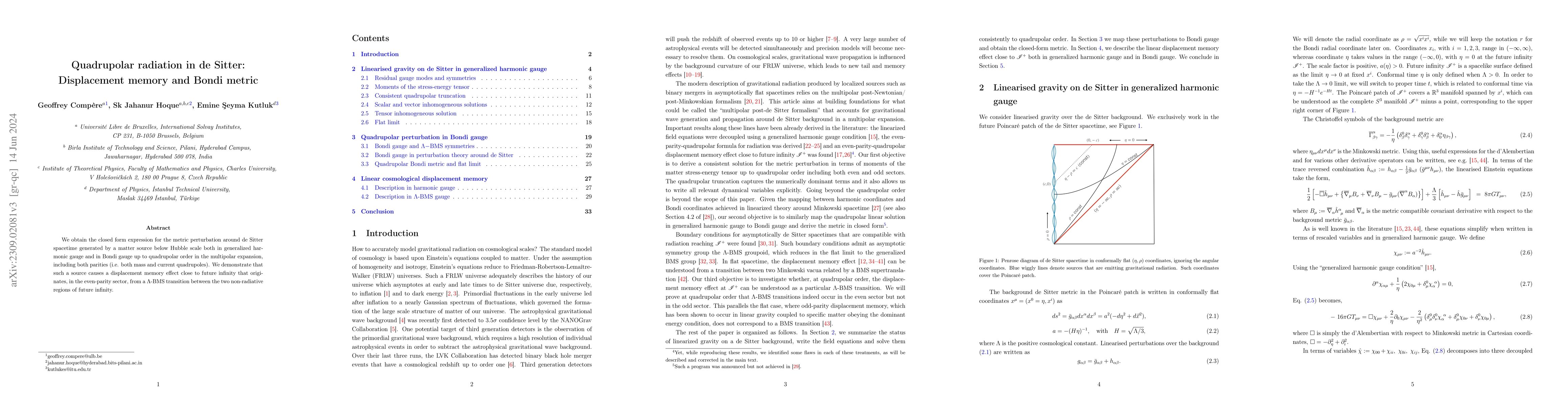 Thumbnail for Quadrupolar radiation in de Sitter: Displacement memory and Bondi metric